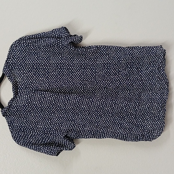 Anthropologie Cloth & Stone Dana Navy Polka Dot Classic Buttondown Blouse Small - Picture 6 of 6